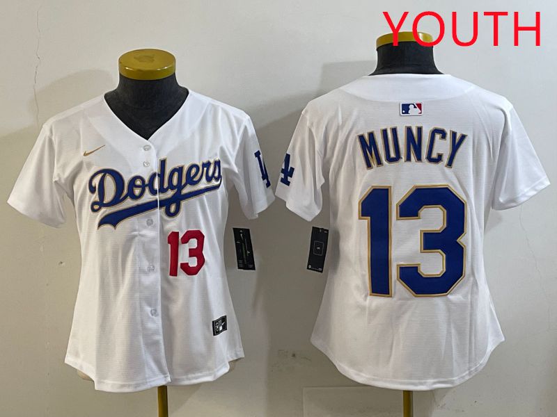 Youth Los Angeles Dodgers #13 Muncy White Gold Game 2025 Nike MLB Jersey style 9